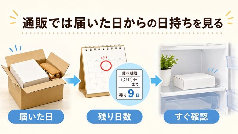 通販では届いた日からの日持ちを見る