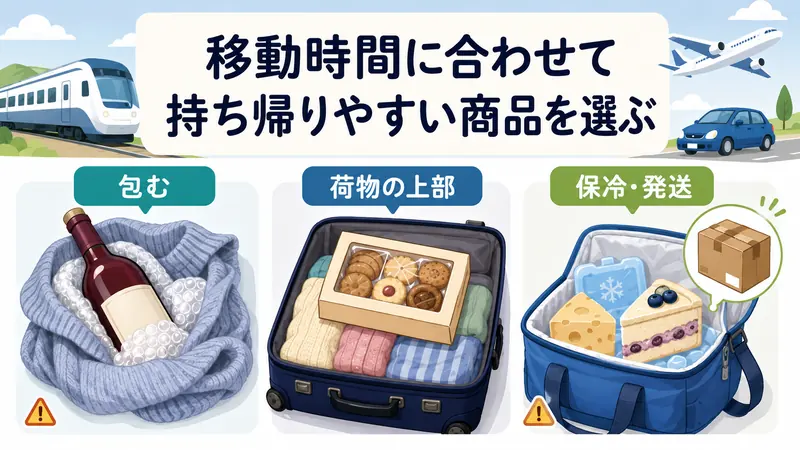 移動時間に合わせて持ち帰りやすい商品を選ぶ
