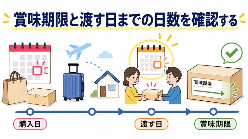 賞味期限と渡す日までの日数を確認する