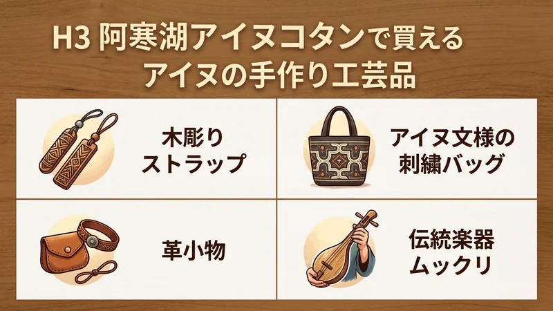 阿寒湖アイヌコタンで買えるアイヌの手作り工芸品