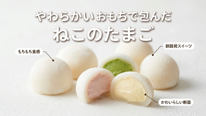 やわらかいおもちで包んだねこのたまご