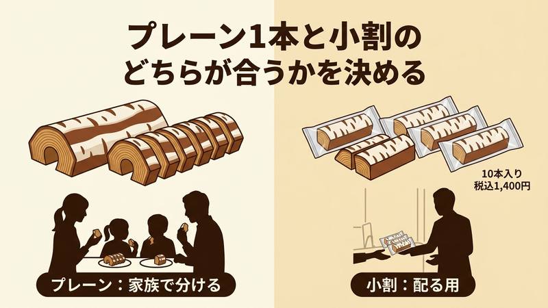 プレーン1本と小割のどちらが合うかを決める