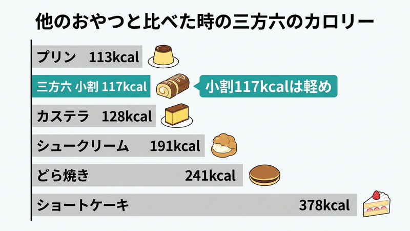 他のおやつと比べた時の三方六のカロリー