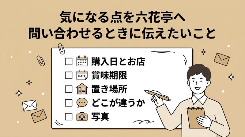 気になる点を六花亭へ問い合わせるときに伝えたいこと