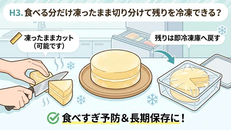 食べる分だけ凍ったまま切り分けて残りを冷凍できる